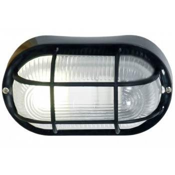 Oval Grid Pvc Bulkhead - Black Ip44 Es