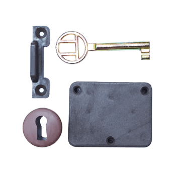 Brown Plastic Lock With Escutcheon & Keys