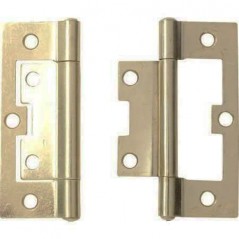 100mm Steel Flush Hinge Brass Plated With Screws
