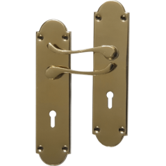 Steel 8" Victorian Keyhole Scroll Handle Brass Plated