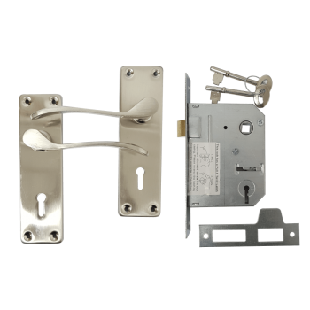 Sapphire Satin Handle & 2 Lever Sabs Lockset