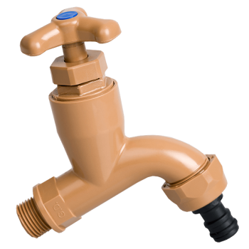 Plastic Brown Bib Tap 15mm Hose Union