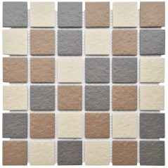 Mosiac Tile Porcelain Brown and Grey Mix 45x45mm - 3 sheets per pack,  - Cashbuild
