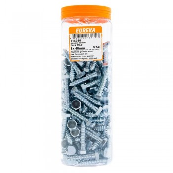 Eureka Coach Screw Galvanized Mild Steel 8x40mm Quantity:140