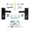 Fort Knox Magnifica Matt Black 6” Handles & 2-Lever Mortise Lock, FORT KNOX - Cashbuild
