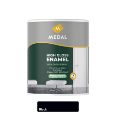 Medal High gloss Enamel 1L Black, MEDAL - Cashbuild