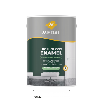 Medal High gloss Enamel 5L White, MEDAL - Cashbuild