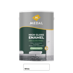 Medal High gloss Enamel 5L White, MEDAL - Cashbuild