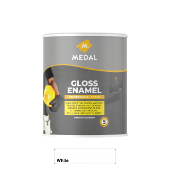 Medal Prof Trade gloss Enamel 1L White, MEDAL - Cashbuild