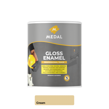 Medal Prof Trade gloss Enamel 1L Cream, MEDAL - Cashbuild