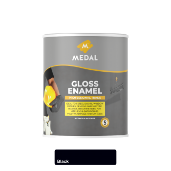 Medal Prof Trade gloss Enamel 1L Black, MEDAL - Cashbuild