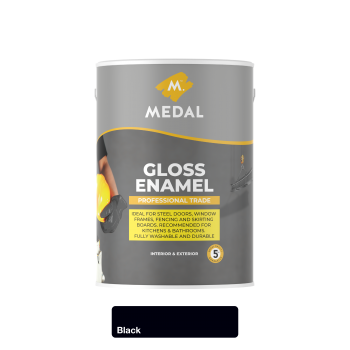 Medal Prof Trade gloss Enamel 5L Black, MEDAL - Cashbuild
