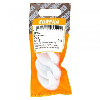 Eureka Stick On Hook White Quanitity:3, EUREKA - Cashbuild