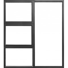 Window Frame Aluminium Ptt1818 Charcoal Clear Left Hand,  - Cashbuild