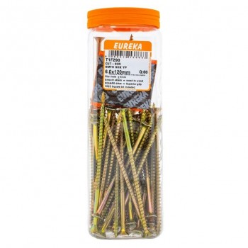 Eureka Chipboard Cut Screw Smooth Shank Yellow Passivated 6.0X120mm Quantity:60, EUREKA - Cashbuild