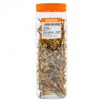 Eureka Chipboard Screw Yellow Passivated 4.0X60mm Quantity:200, EUREKA - Cashbuild