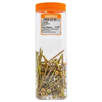 Eureka Chipboard Screw Yellow Passivated 4.0X75mm Quantity:100, EUREKA - Cashbuild