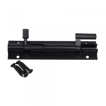 Barrel Bolt Necked 100mm Matt Black, TROJAN - Cashbuild