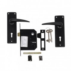 2 Lever Economy Mortice Lockset Matt Black, TROJAN - Cashbuild
