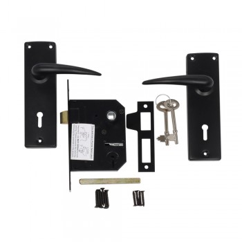 3 Lever Economy Mortice Lockset Matt Black, TROJAN - Cashbuild