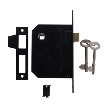 2 Lever Economy Mortice Lock Insert Matt Black, TROJAN - Cashbuild