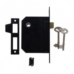 3 Lever Economy Mortice Lock Insert Matt Black, TROJAN - Cashbuild