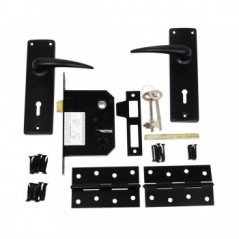 2L Cp Lockset Matt Black With Mb Steel Hinges, TROJAN - Cashbuild