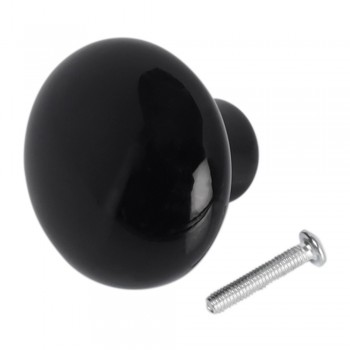 Porcelain Knob 45mm - Black, TROJAN - Cashbuild