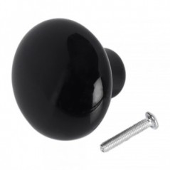 Porcelain Knob 45mm - Black, TROJAN - Cashbuild