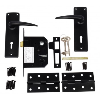 3L Chrome Plated Lockset Matt Black With Mb S/Steel Bb Hinges, TROJAN - Cashbuild