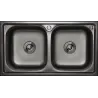 Nano Coated Double Drop In Sink Black 780mmx430mm Including 90mm Waste