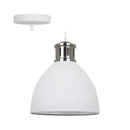 Pendant Steel Wht Satin Nickel 330mm Rd,  - Cashbuild
