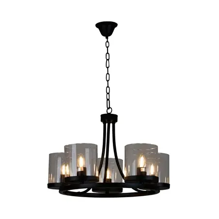Chandelier Chaplin 5Lt Black 580mm El,  - Cashbuild
