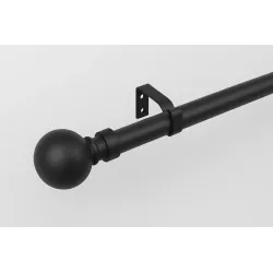 Curtain Rod & Ball Single 2.0m Matt Black