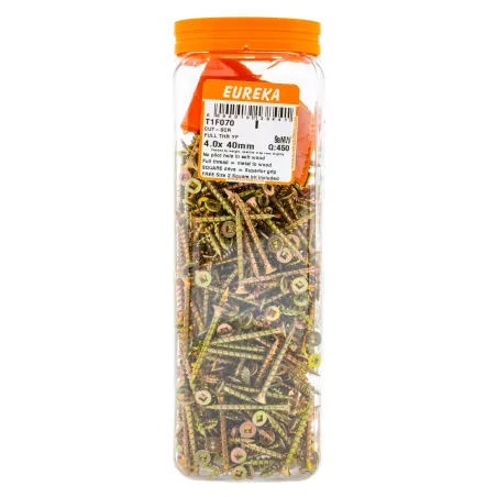 Eureka Chipboard Cut Screw Full Thread Yellow Passivated 4.0X40mm Quantity:450