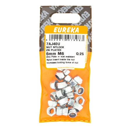 Eureka Nylock Nut Zink Plated 6mm M6 Quantity:25